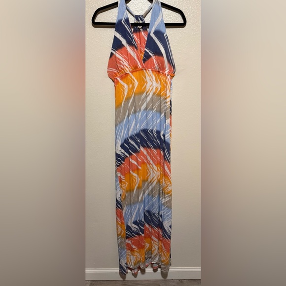 Derek Heart Vibrant Colorful Summer Halter Maxi Dress - Picture 1 of 4